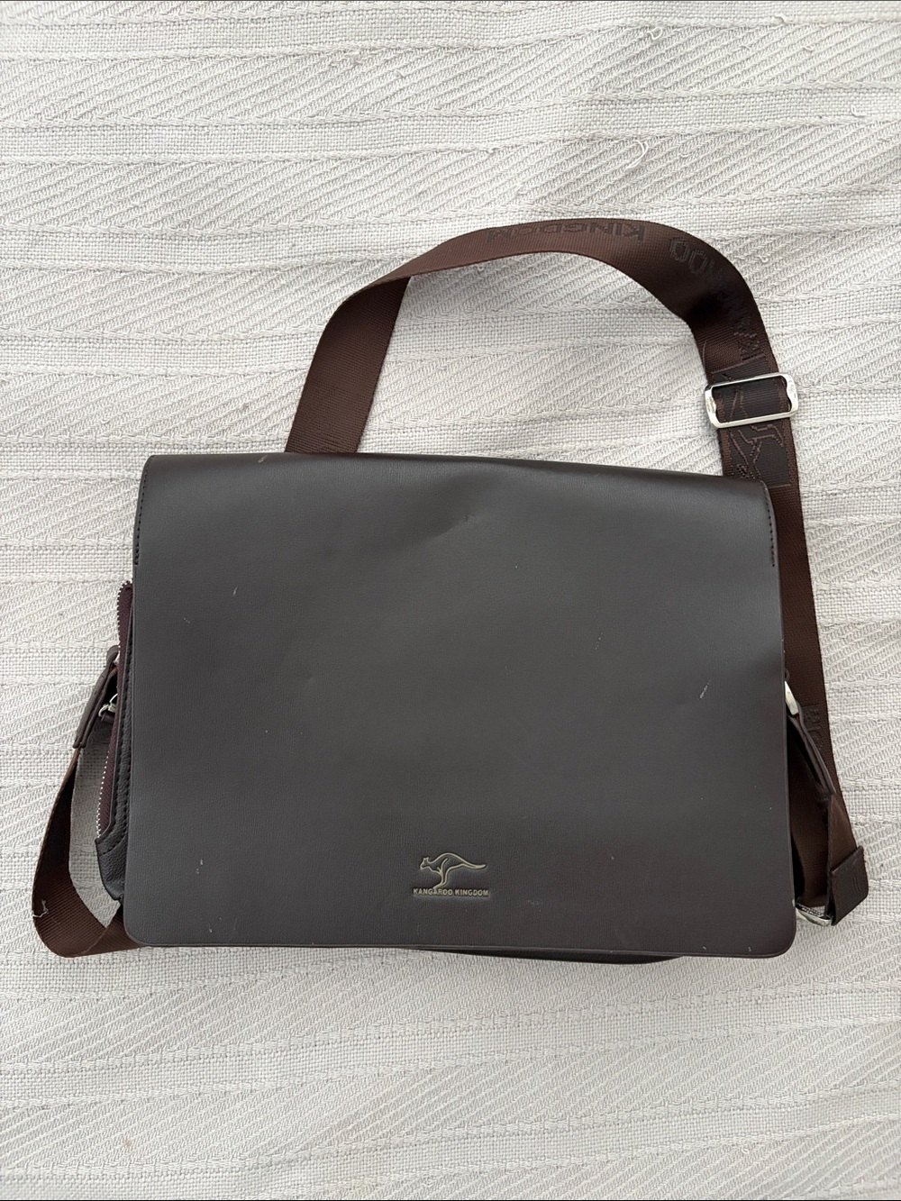 Kangaroo Kingdom Brown Faux Leather Messenger Crossbody Laptop Bag